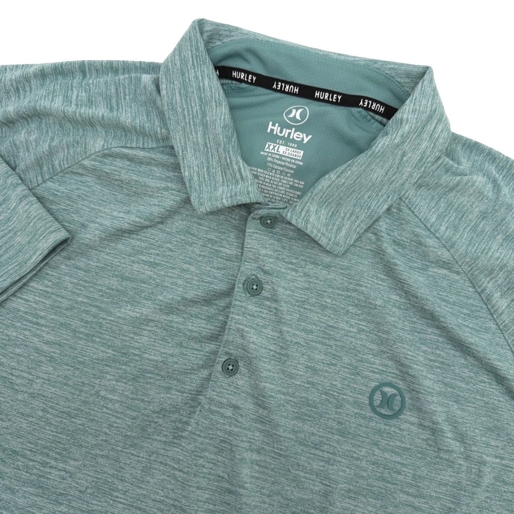 Hurley Polo Shirt Mens XXL Green Heathered Performance Stretch Short Sleeve Golf